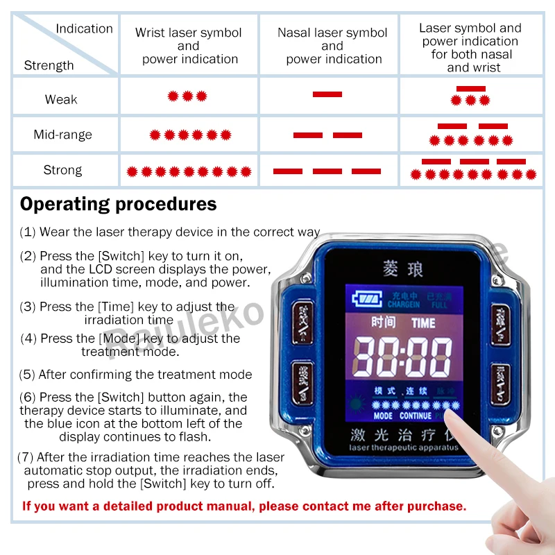 Нм лазер светильник физиотерапия синуситит наручные часы диод LLLT для диабета