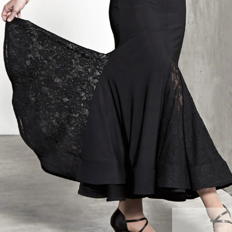 Платье для соревнований по бальному танцу черное кружевное сексуальное длинное