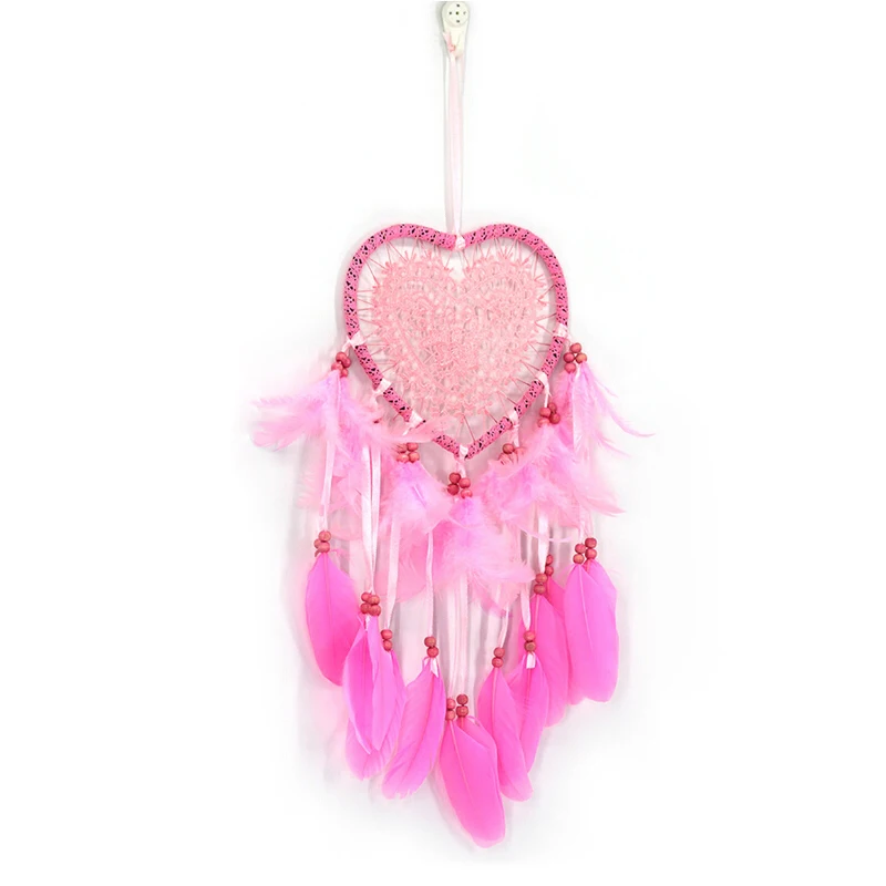 Светодиодный светильник Ловец снов с перьями Ночной любовным сердцем настенный