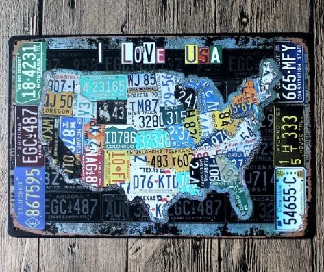 

American Craft Car License Plate Metal Painting Retro Garage Wall Decor Tin Sign