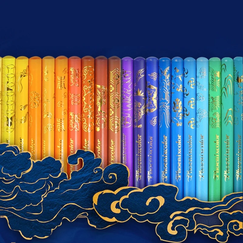 

50/100Pcs Oil Colors Pencil Phoenix Oriental Style Chinese Fad Traditional Color Student Sketch Drawing Art Gift Box