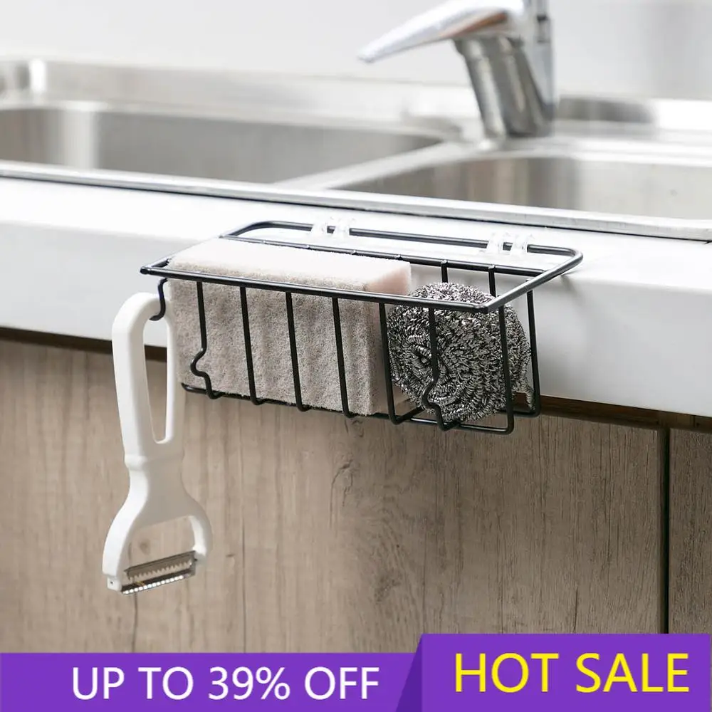 

Wall-mounted Wrought Iron Sink Rack Cloth Drainage Shelf Kitchen Sink Sponge Storage Rack Bathroom Storage Rack