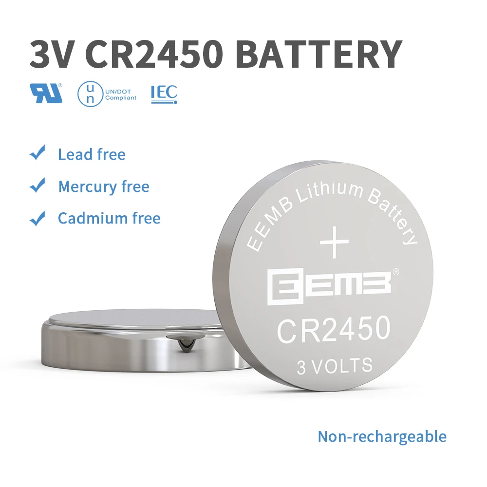 EEMB 5PCS CR2450 Button Battery 2450 3V 550mAh Lithium Coin Cell Batteries for Toy Watch Calculator Remote Car Keys | Электроника