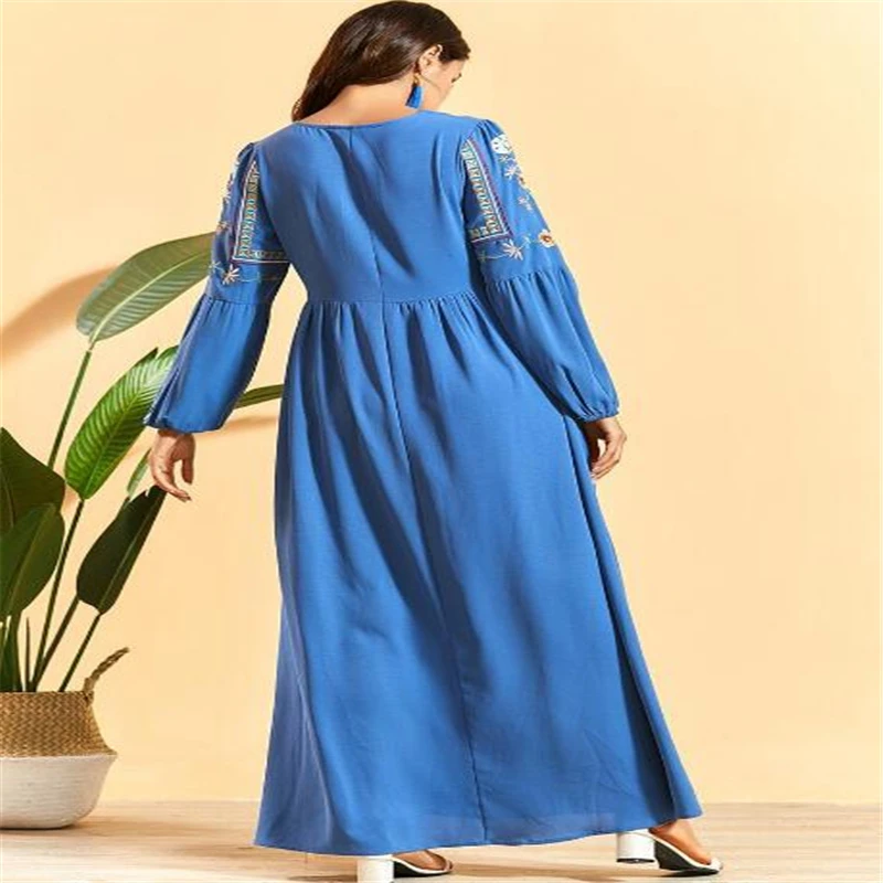Женское платье макси в этническом стиле ретро размера плюс 4XL свободное
