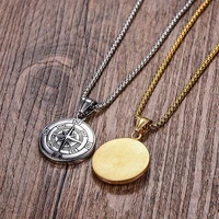 new retro round compass pendant necklace mens necklace sliding metal gilded compass letter necklace accessories party jewelry