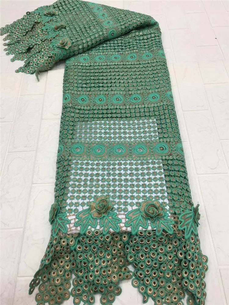 Изысканная африканская Водорастворимая кружевная ткань с 3D цветами