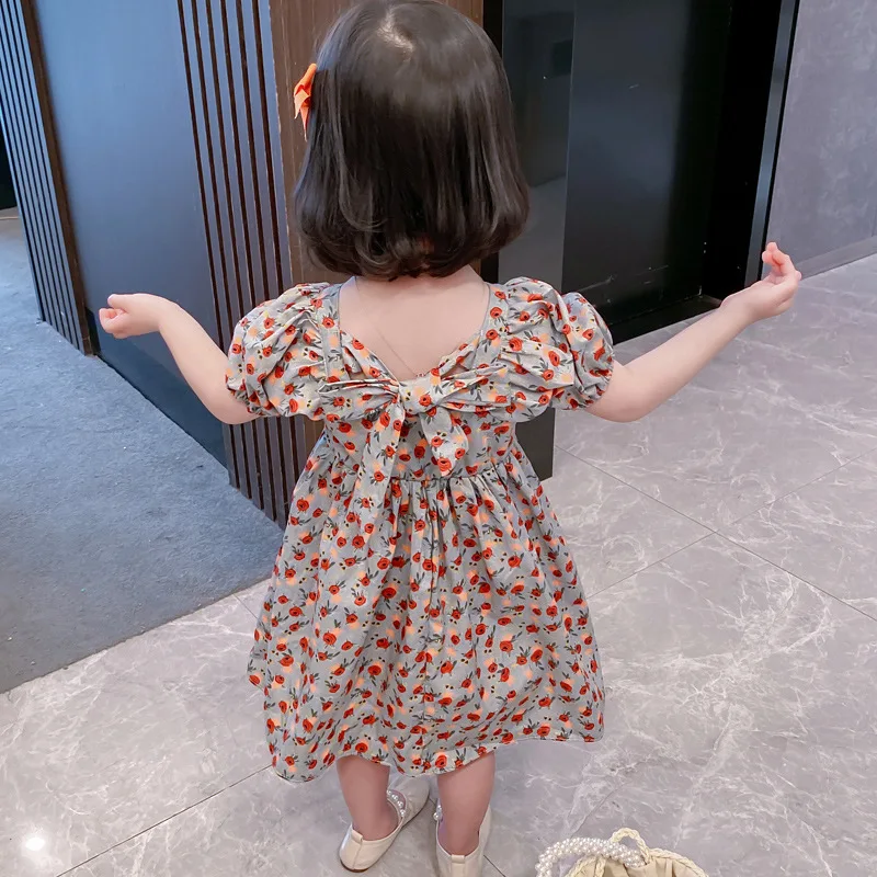 

2021 Summer Baby Girls Dress Casual Print Children's Dresses For Girls Short Sleeve Princess Dress Kids Clothing 2-6y Vestidos