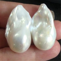 a pair 16 23mm white baroque pearl loose beads cultured classic natural aurora wedding accessories