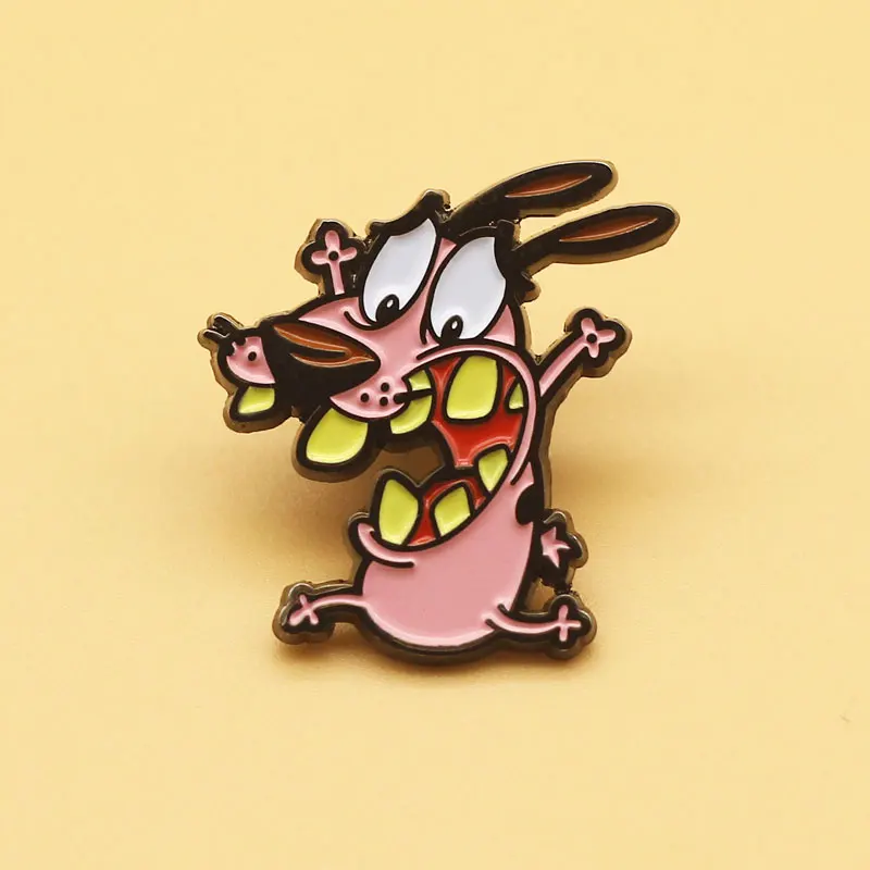 

Cowardly Dog Enamel Pin and cartoon brooch men women fashion jewelry gifts anime movie novel lapel badges