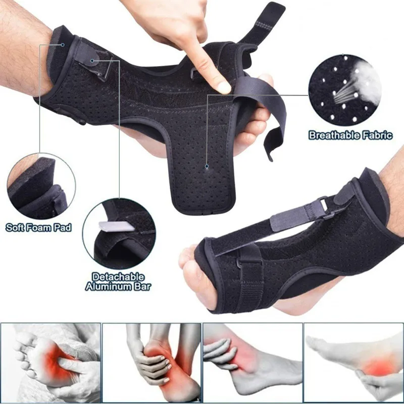 

ZITY 1Pc Adjustable Elastic Plantar Fasciitis Night Splint Dorsal Night Splint Foot Drop Orthotic Brace