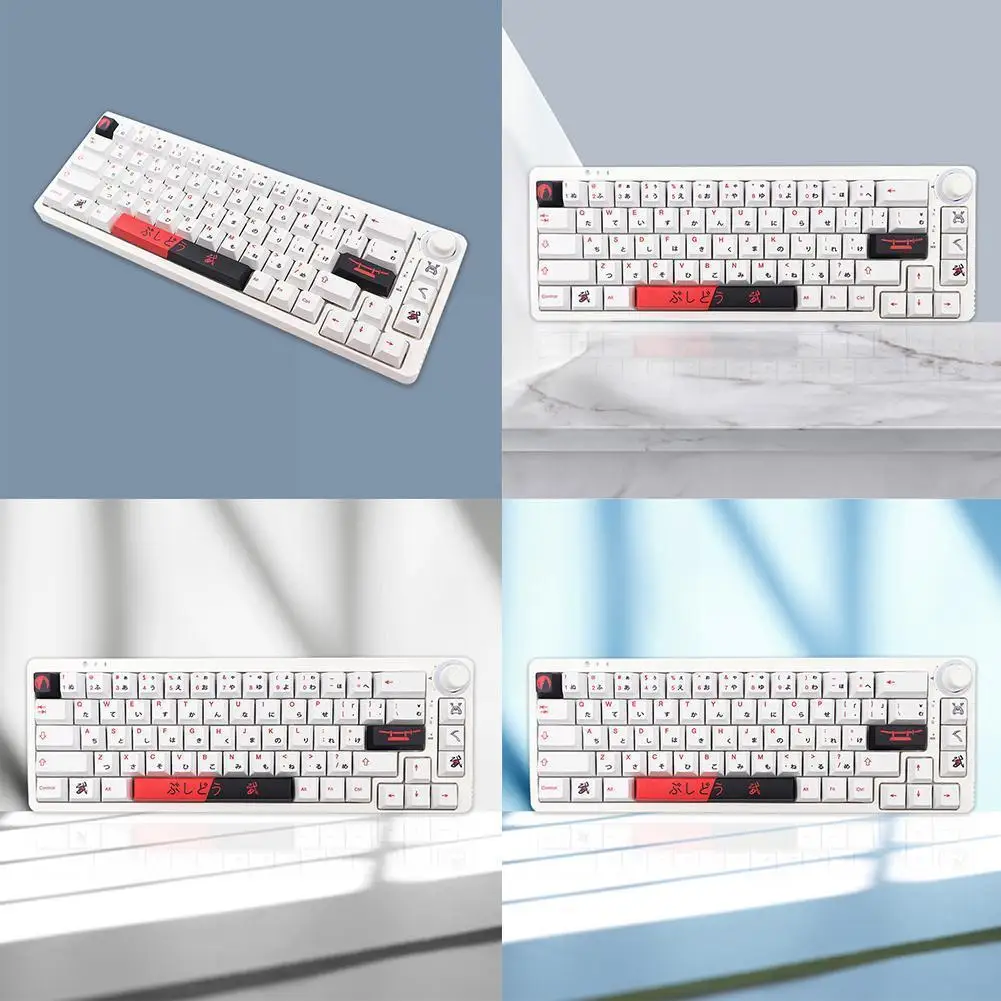 

138 key PBT Bushido classic red and black Japanese English keyboard keycaps for cherry height mechanical keyboard keycaps E3R2