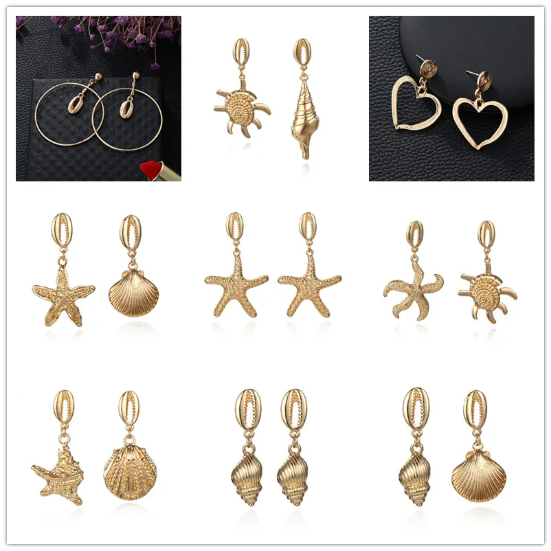 Классические ювелирные изделия бохо Золотые серьги в виде морской звезды