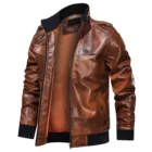 ОсеньЗима 2020 мужская коричневая локомотивная куртка из искусственной кожи Уличная Повседневная облегающая рабочая одежда больших размеров Топы