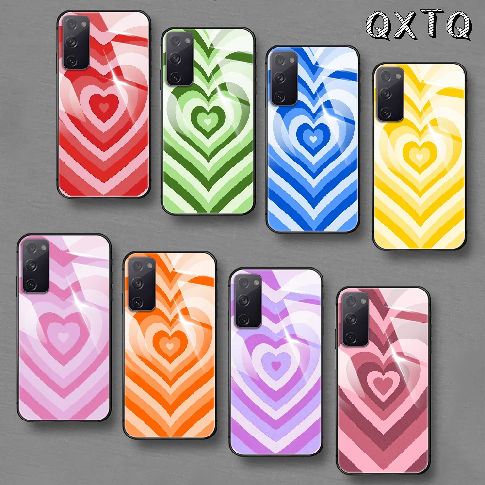 

Heart Pattern Aesthetic Art Tempered Glass Phone Case For Samsung Galaxy Note S 8 9 10 20 21 E Plus Ultra M 31 51 FE Cover Cell
