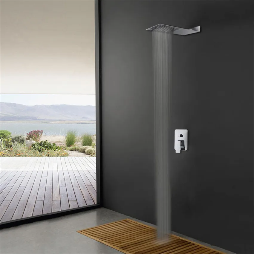 Смеситель для душа в ванную комнату сверхтонкий латунный корпус тропический душ