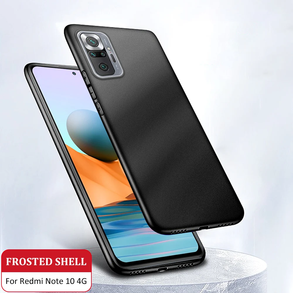Черный матовый Силиконовый чехол для Xiaomi Redmi 10 Red mi Note Pro Max 10S 4G/5G мягкая задняя