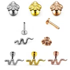 Серьга-гвоздик из хирургической стали для пирсинга змеи, пчелы, губ, внутренней резьбы, козелка уха, раковины, завитка ушной раковины, 16 г, 100%