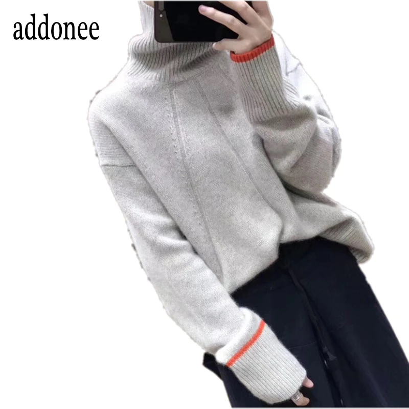 Новый стиль осень-зима плотный кашемировый свитер женский свободный короткий