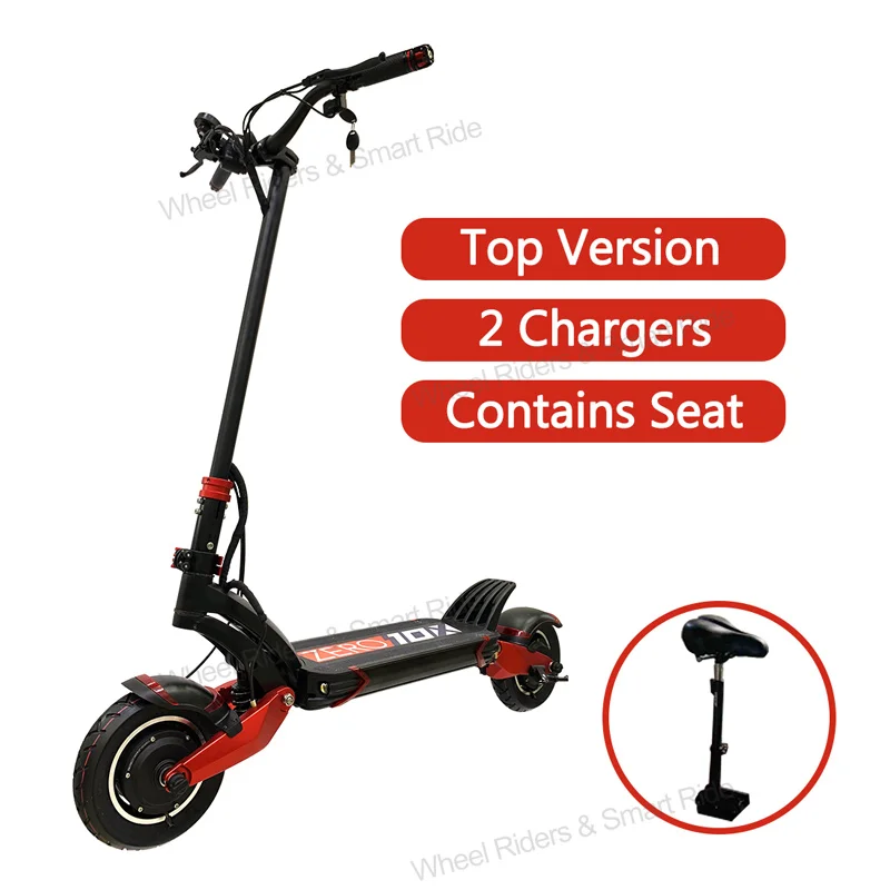 Top 2 chargers seat ZERO 10X скутер 10 дюймов двойной мотор электрический скутер 52 в 2000 Вт внедорожный e-скутер 65 км/ч двойной привод высокоскоростной скутер внедорожный - Цвет: Top 2 chargers seat