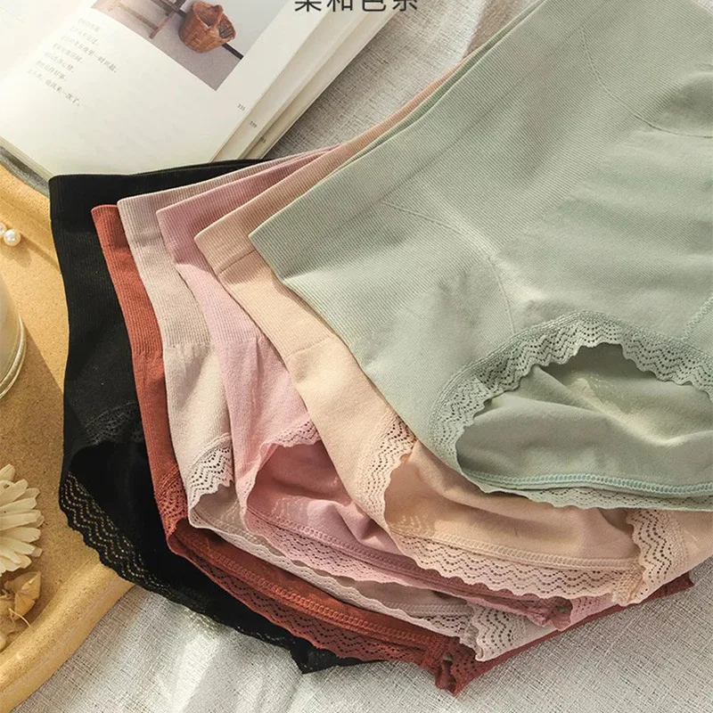 Женские трусы нижнее белье эластичные однотонные удобные со средней талией