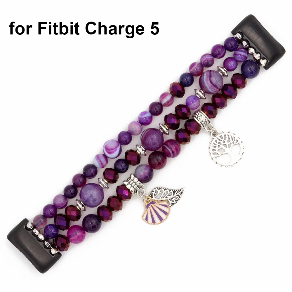 Bands Bracelet for Fitbit Charge 5 Band Strap Replacement Jewelry Dressy DIY Wristband for Women Purple Luxury Bling 2022