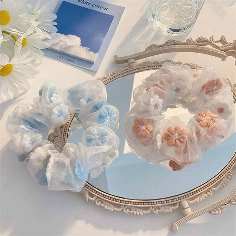

Korean Floral Print Scrunchies Fashion Hairband Hair Rope for Ponytail Holder Elastic Hair Band Sweet Hair Ties Hair Accessories