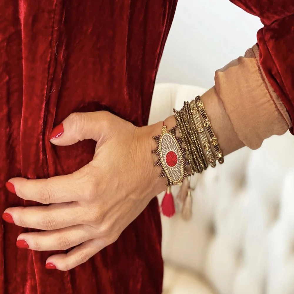 

BLUESTAR 2021 3D Turkish Eye Bracelet MIYUKI Bead Bracelets Chic Crystal Pulseras Mujer Moda Handmade Woven Tassel Jewelry