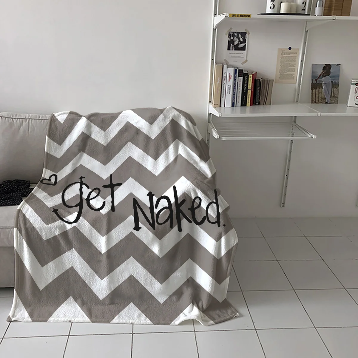 Серые и белые волнистые полосы с веселым принтом мягкое Флисовое одеяло в