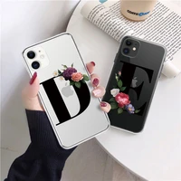 customized initial letter phone case for iphone 13 11 12 pro max 12 13 mini x xr xs max 8 7 plus flowers girl soft back cover