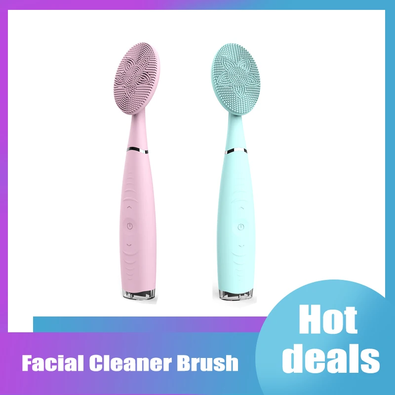 

Hand Held Electric Facial Cleaner Brush Silicone Sonic Face Cleansing Deep Pore Cleaning Skin Face Cleanser Brush USB Recharge