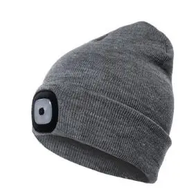 Dark Grey 4 Светодиодный светильник вязанная шапка зимние теплые шапки унисекс яркие оранжевые/черные/розовые шапочки для охоты на открытом воздухе, кемпинга, пеших прогулок и взрослых - Цвет: Dark Grey