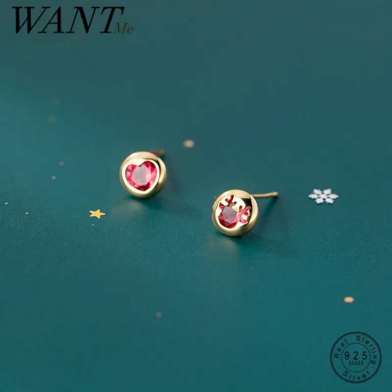 

WANTME модная Милая Красная любовь из стерлингового серебра 925 пробы с цирконом Женская бижутерия на Рождество Хэллоуин подарок