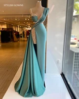 v neck green mermaid evening dresses 2021 high slit sexy beaded sequined formal party gowns abendkleider