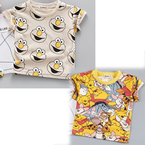 khaki yellow Футболка с короткими рукавами для маленьких мальчиков 7-5 лет, топ, одежда г. Футболка с рисунком детская одежда мягкое и модное платье Детский костюм - Цвет: khaki yellow