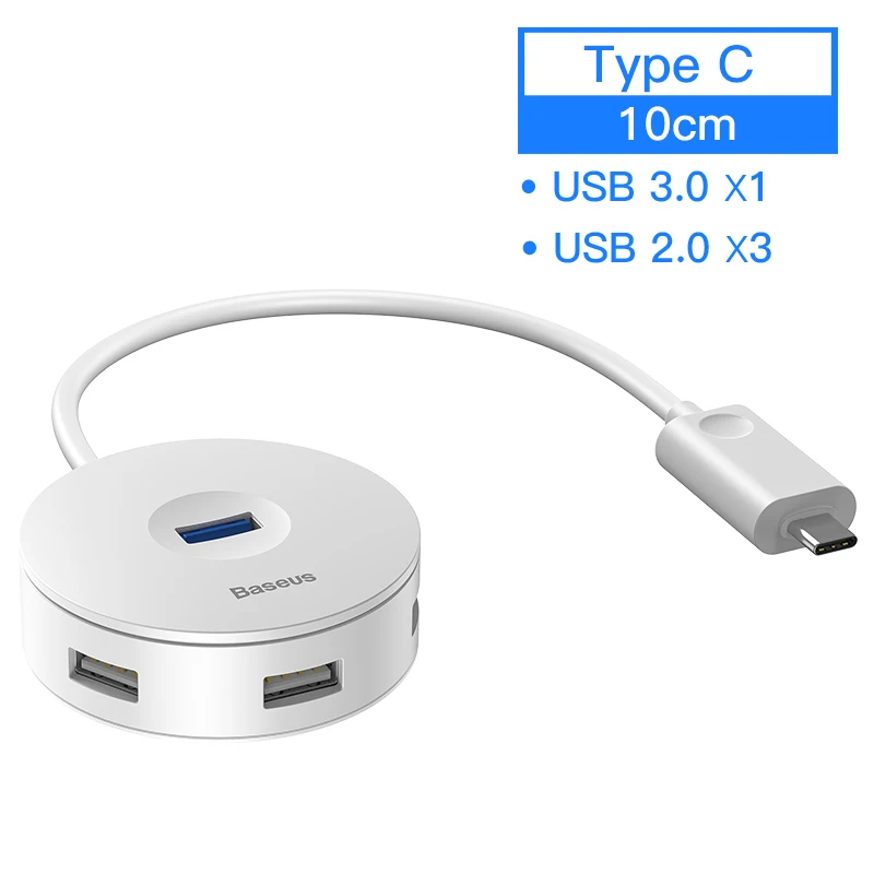 0.1M White USB C HUB Baseus usb-хаб USB 3,0 USB C концентратор для MacBook Pro поверхностный концентратор USB Type C USB 2,0 адаптер с Micro USB для компьютера USB разветвитель - Цвет: 0.1M White USB C HUB