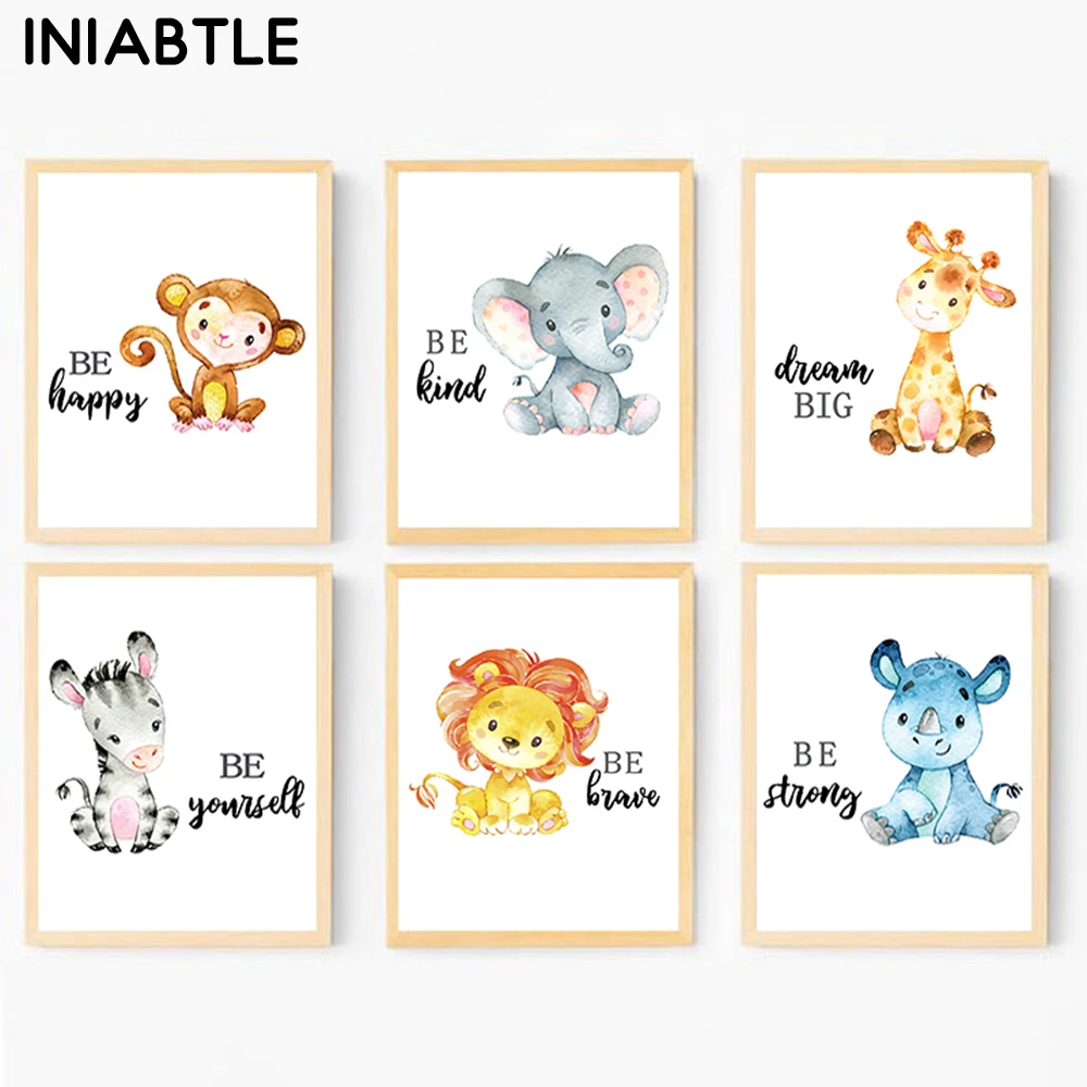 

Safari Elephant Zebra Giraffe Lion Wall Art Animal Print Canvas Painting Nordic Baby Nursery Poster Kids Picture Bedroom Decor