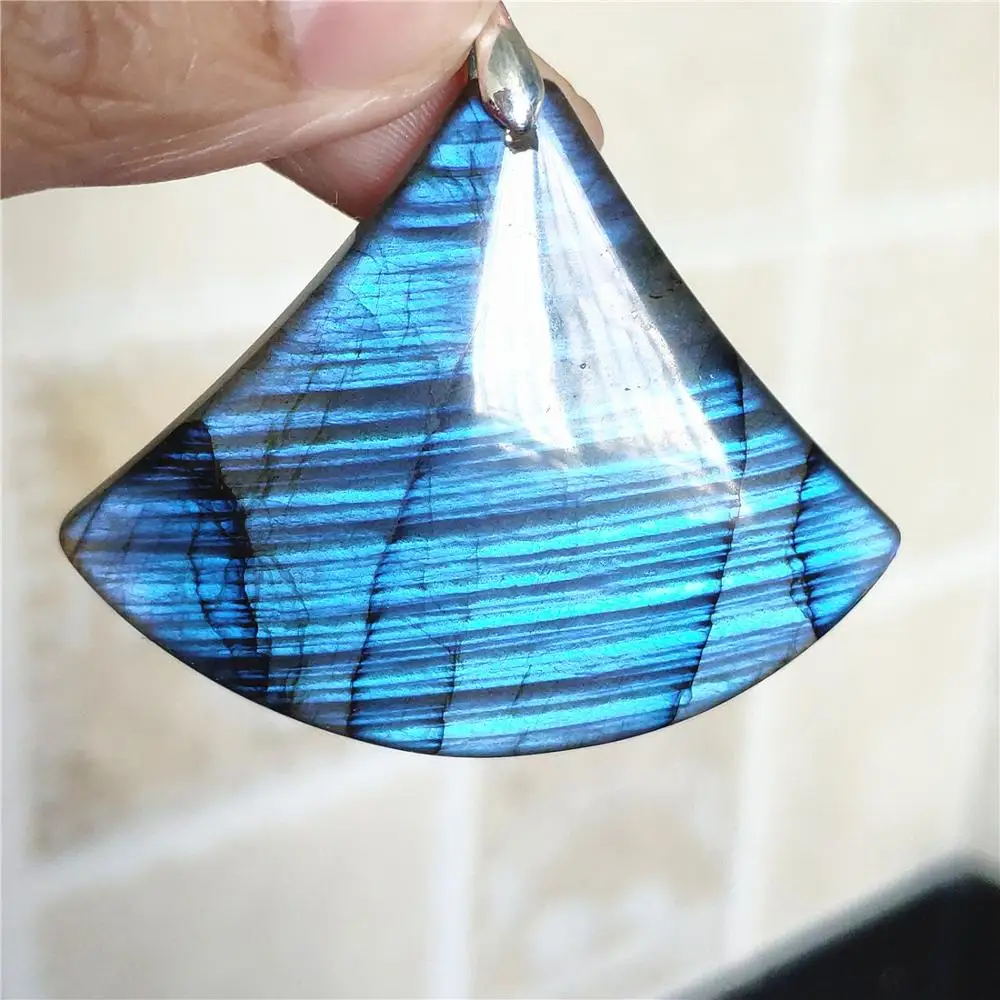 

Genuine Natural Strong Blue Light Labradorite Pendant 51x41x8mm Women Men Water Drop Necklace Jewelry Fashion stone AAAAA
