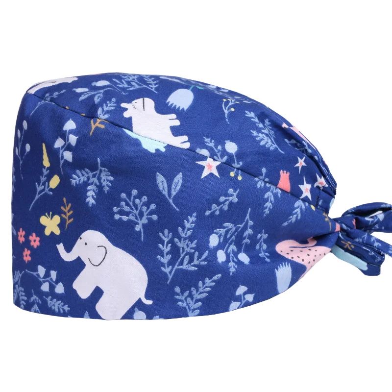 

Clearance Pattern Scrub Cap Printing Working Hat 100% Cotton Women Men Beautician Dust Proof Cooking Chef Caps