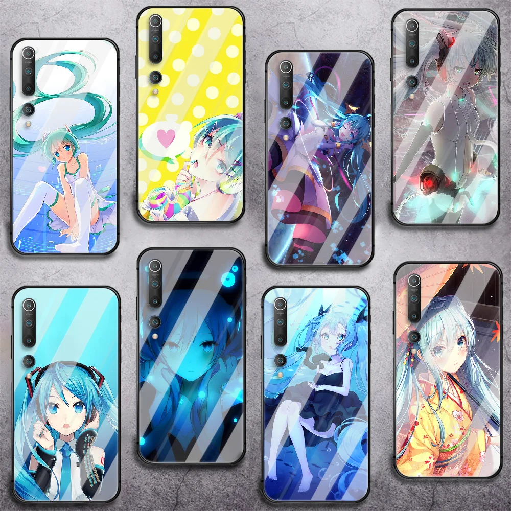 

Cute Miku Anime Phone Tempered Glass Case Cover for Xiaomi Mi A MAX X POCO M Note 3 9 10 11 i T Pro Lite Pretty Shell Bumper