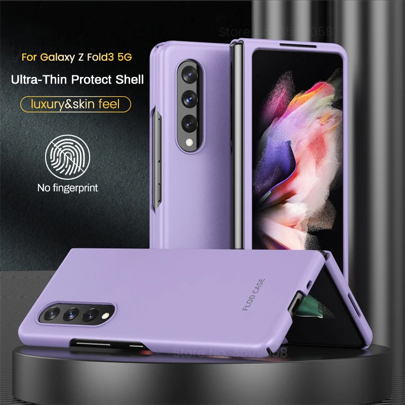 Роскошные чехлы на ощупь с кожей для samsung galaxy z fold3 Складывающийся 3 тонкий Матовый