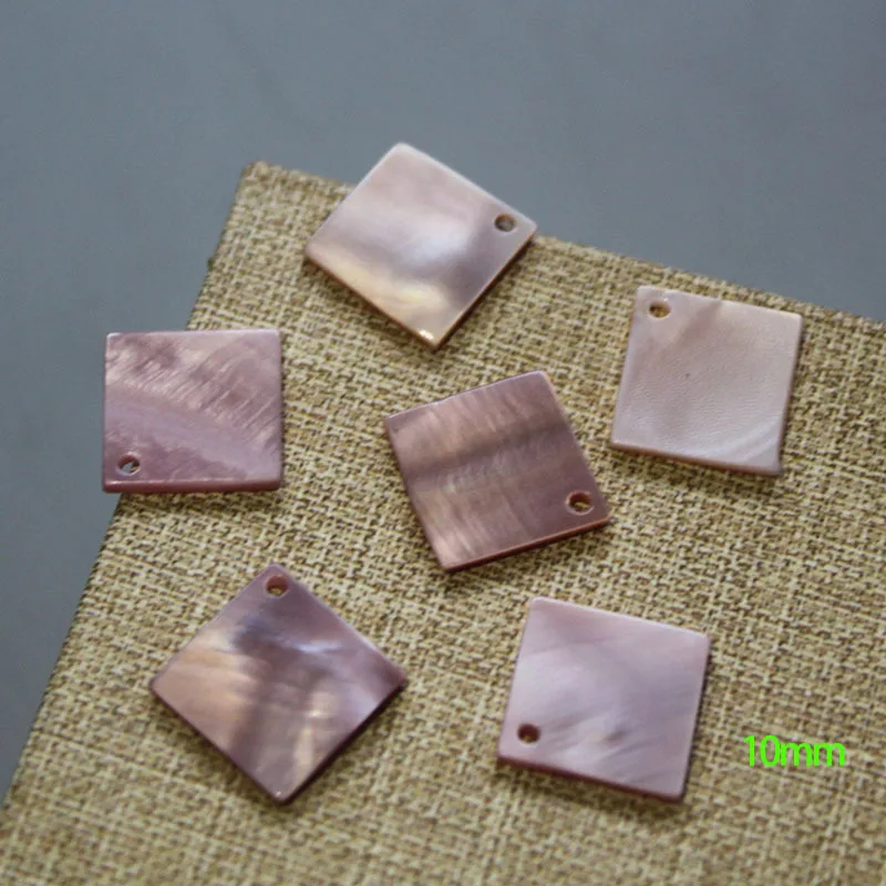 5 шт./пакет натуральная ракушка розовая квадратная Подвеска 10 мм 12 отверстие в