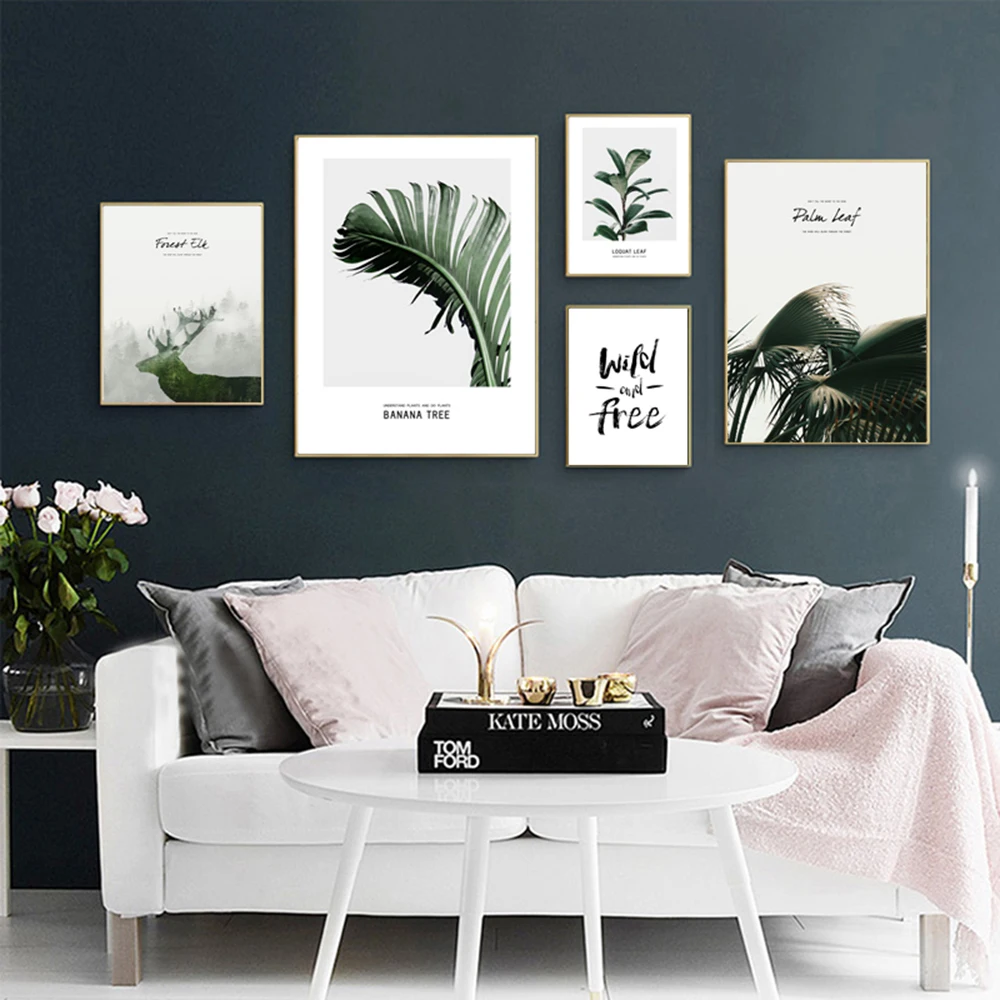 HD печатные скандинавские простые маленькие свежие растения лось картина