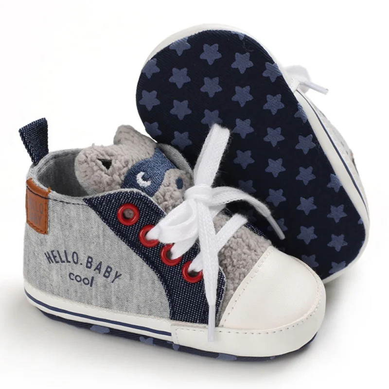 

Toddler Baby Boys Sneakers Infant Baby Boy Cartoon First Walkers Lace-Up Patch Classic High-top Casual Soft Shoes