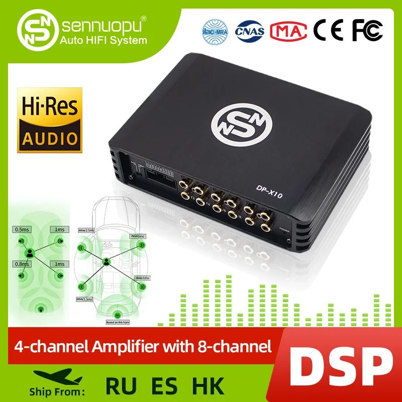 Sennuopu Car Digital DSP Amplifier High Resolution Audio Play  DSP Processor 4 Channel  Amplifier for Speakers by APP Tuning