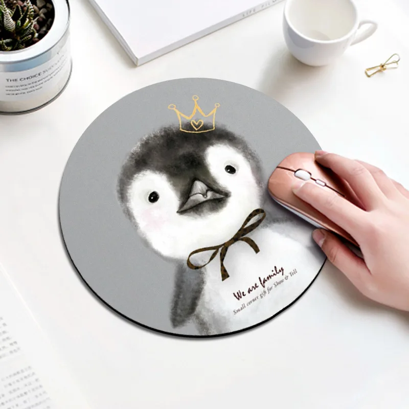 

10PCS Beautiful Computer Mouse Padding Rubber thickening Cartoon round animal Penguin mouse pad 20CM