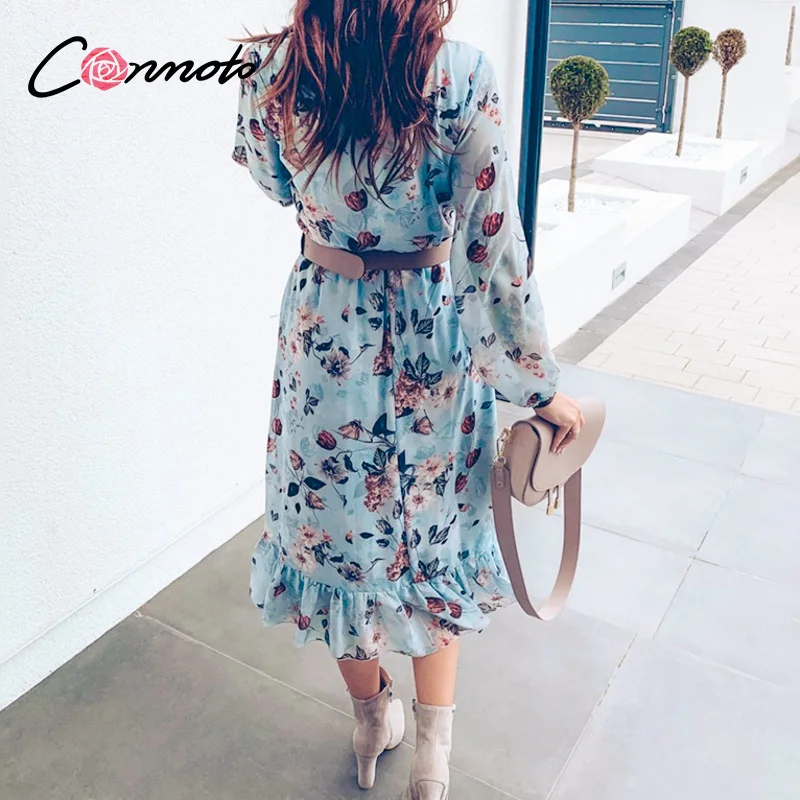Conmoto длинное повседневное богемное женское платье с цветочным рисунком