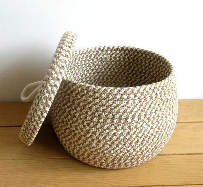 

New Cotton String Storage Box round with Lid Storage Basket Pumpkin Storage Basket Snack Basket Egg Basket Storage Basket