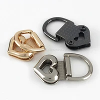 2pcs metal bag side anchor gusset hanger clamps heart shape bag side edge anchor link hardware with d rings for bag purse
