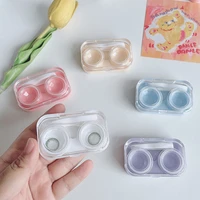 2021 transparent macaron color contact lens case women travel portable mini lenses box eye lens leak proof container display box