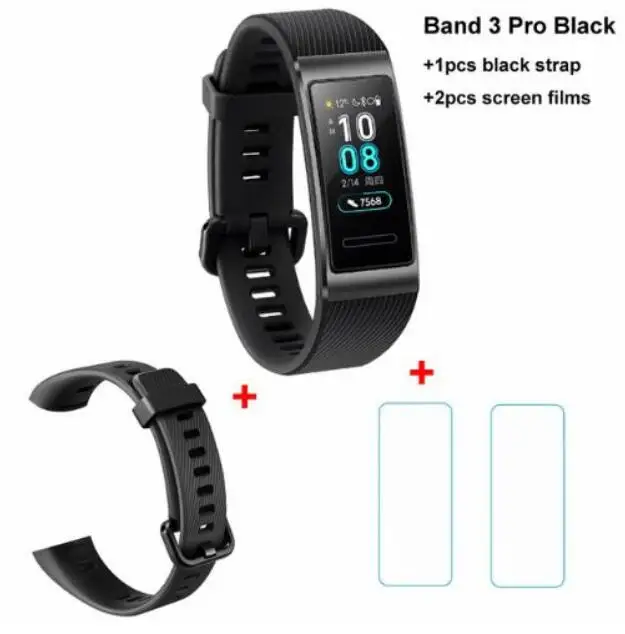 3P Blk add blk n fil Huawei Band 3 Pro Band 3 Смарт-браслет 3 0,95 дюймов трекер для плавания Водонепроницаемый Bluetooth фитнес-трекер сенсорный экран - Цвет: 3P Blk add blk n fil